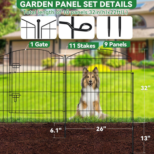 10 Panel No Dig Garden Fence with Gate Q51551