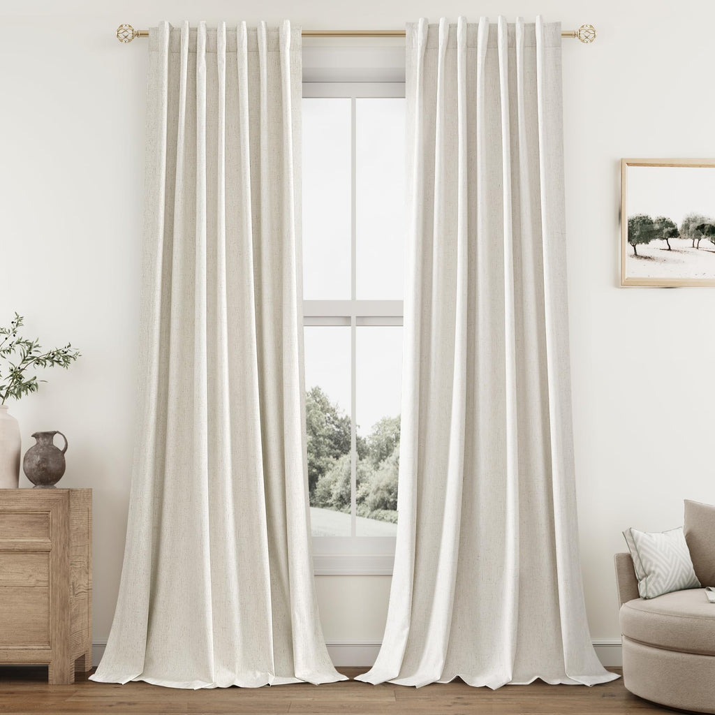100% Blackout Linen Curtains 108 Inches 2 Panels C128621