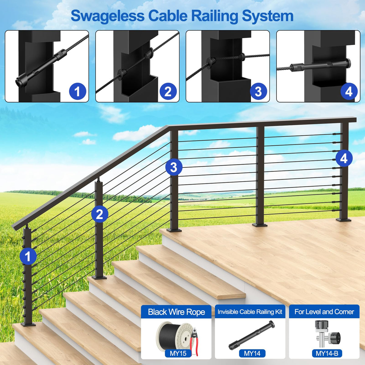 T316 Marine Grade 1/8" Stainless Steel Cable Kit with Cutter S1718