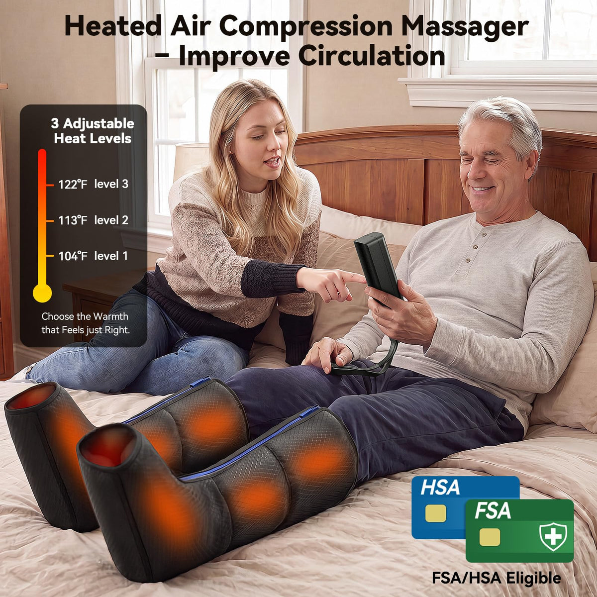 Leg Compression Massager with 3-Zone Heat F80582