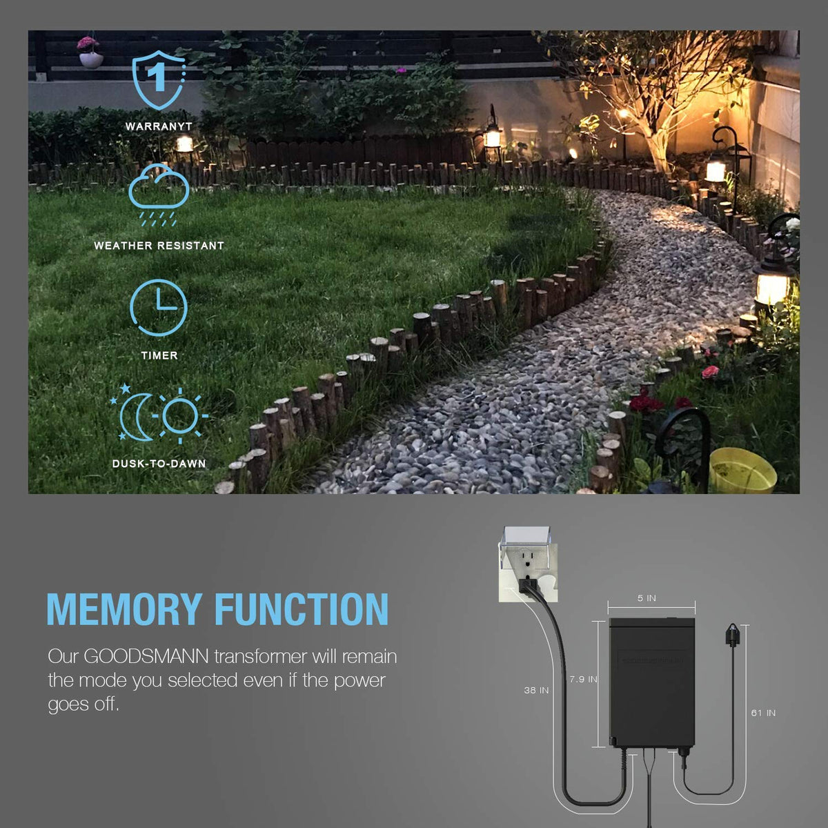200 Watt Low Voltage Transformer with Timer and Photo Eye Sensor X9857