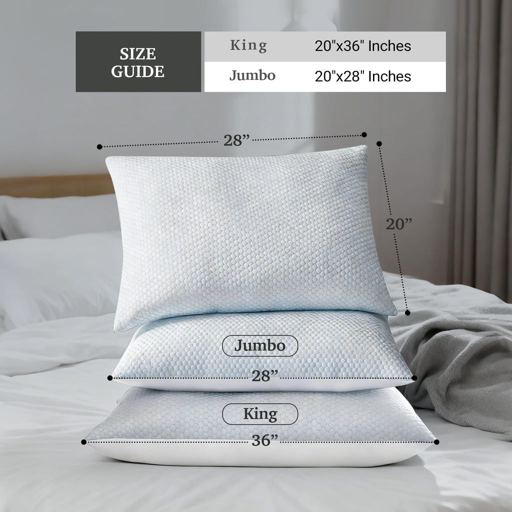 Cooling Soft Low-Profile Pillow King Size Set of 2 R675