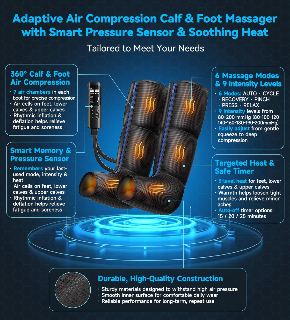 Leg Compression Massager with 3-Zone Heat F80582
