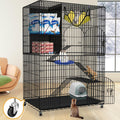 Extra Large 4-Tier Collapsible Cat Cage with Storage Cube F83311