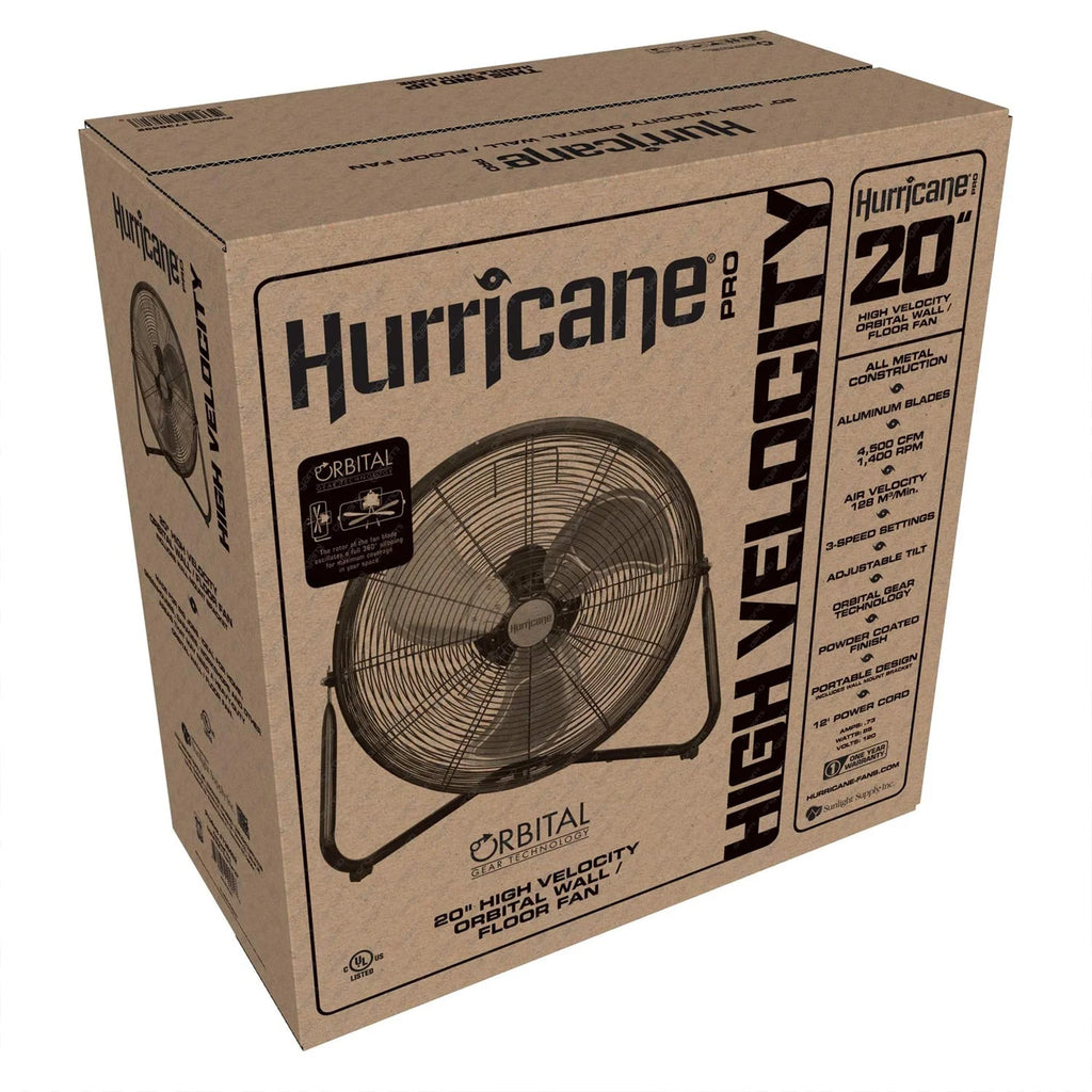 High Velocity Metal Orbital Floor Fan, 3 Speeds, Black, 20in R8577