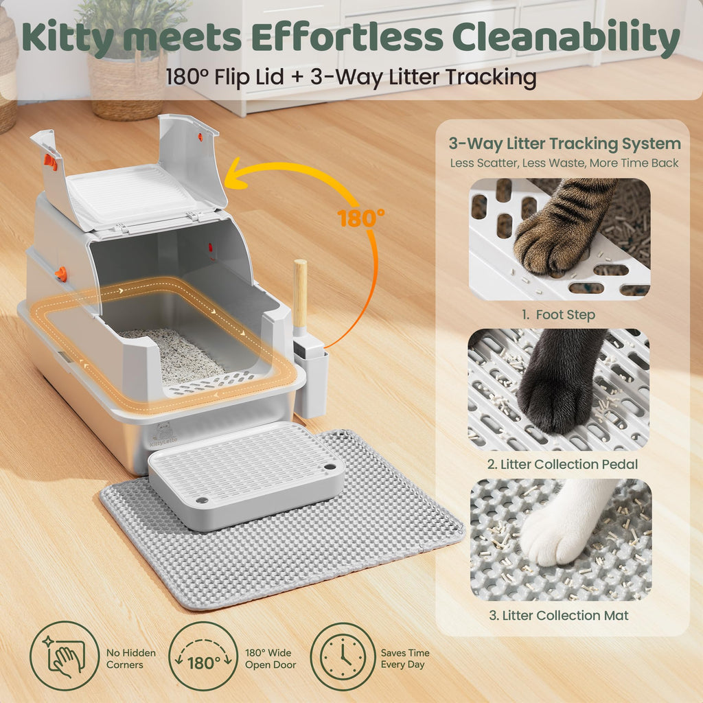 XL Stainless Steel Enclosed Litter Box with Lid U167