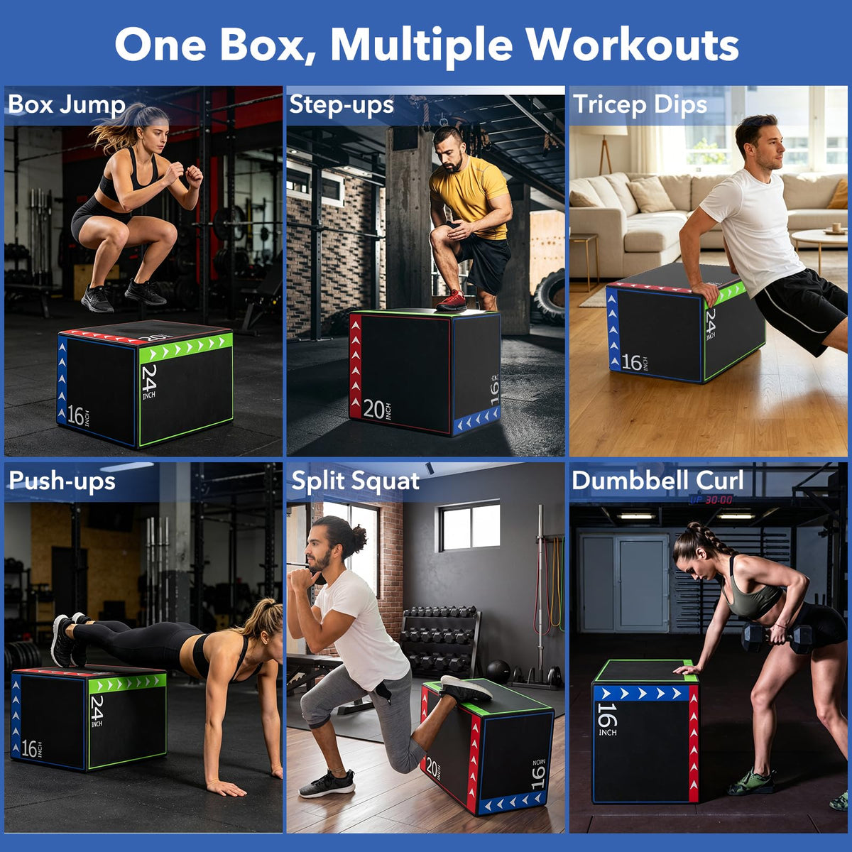 3 in 1 Plyometric Jump Box with Non-Slip PU Cover K798393