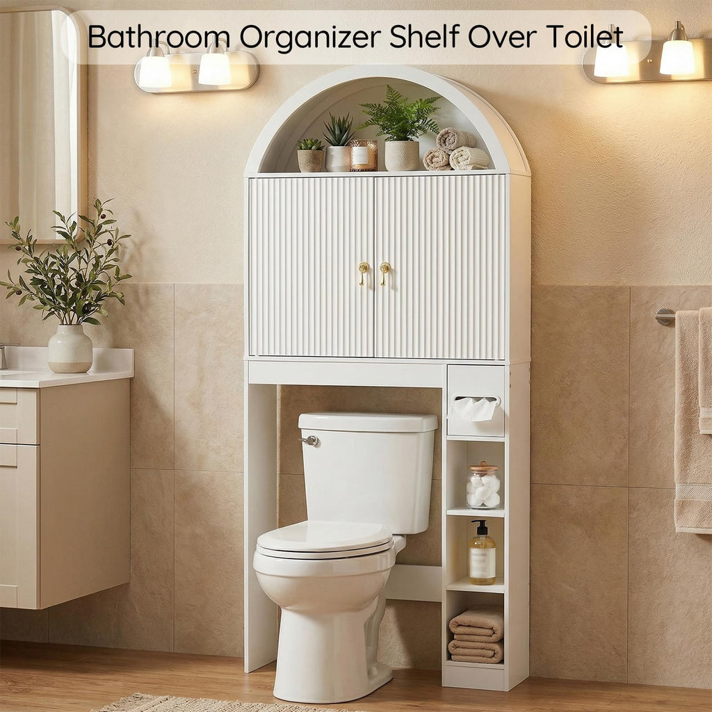 White Over the Toilet Storage Cabinet with Adjustable Shelf X598