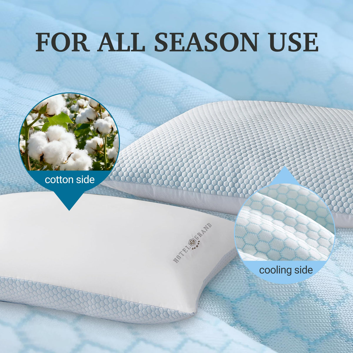Cooling Soft Low-Profile Pillow King Size Set of 2 R675