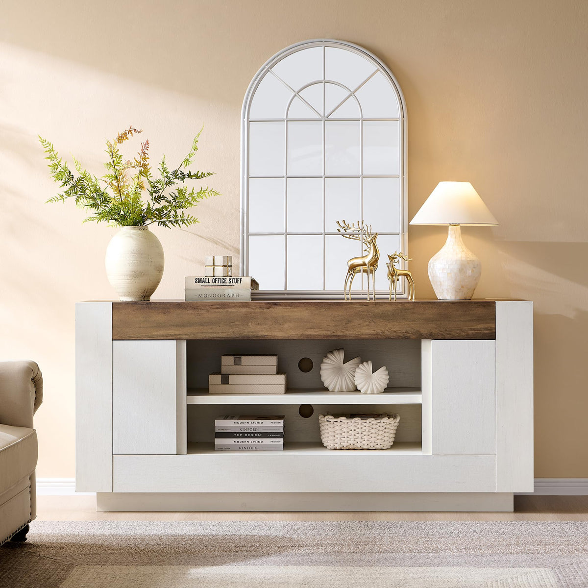 70" Antique White TV Stand G62269