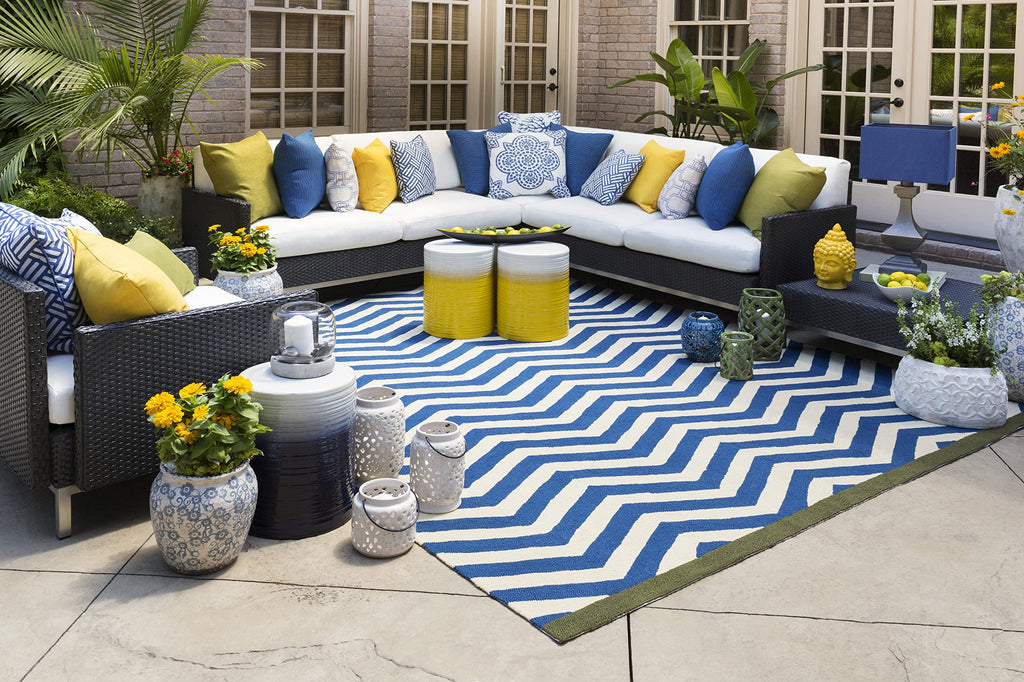 Navy White Modern Garden Stool F9697