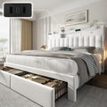 Queen Bed Frame with Storage Headboard and 4 Drawers D520