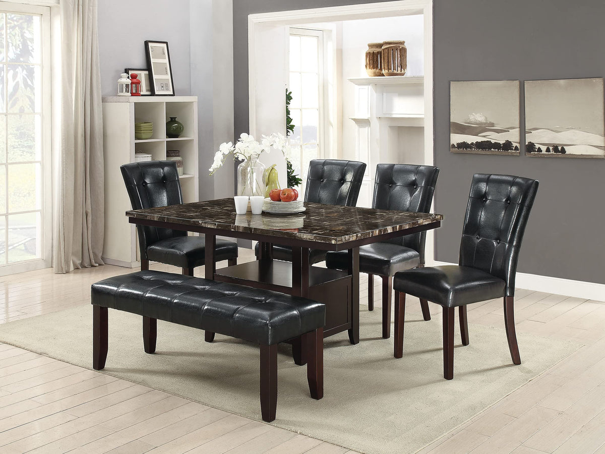 Black Faux Leather Tufted Parson Chairs Set of 2 A9094
