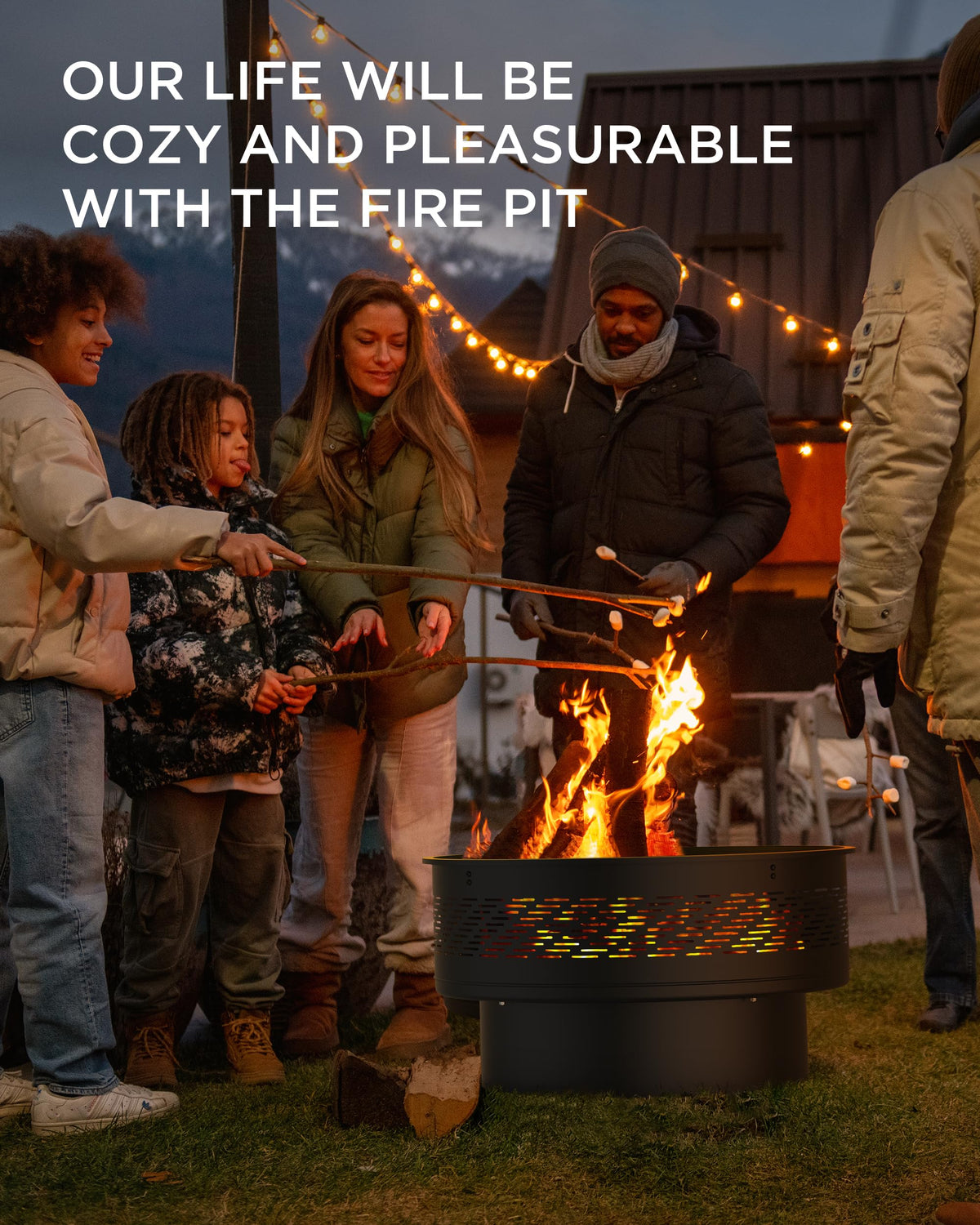 32" Round Wood Burning Fire Pit with Cooking Grill K4840