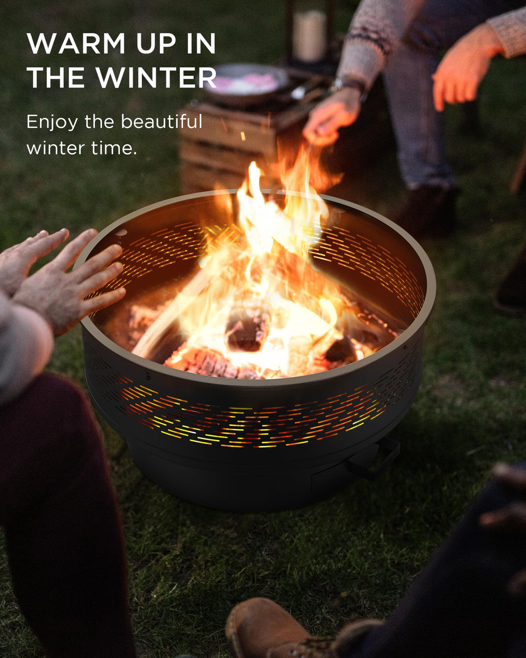 32" Round Wood Burning Fire Pit with Cooking Grill K4840